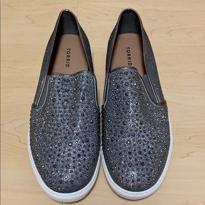 Torrid silver embellished slip ons size 12W